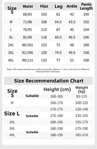 Comprehensive size chart for men's straight leg jeans with detailed measurements in cm