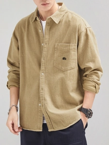 Japanese retro white cotton embroidered long sleeve loose shirt jacket for men