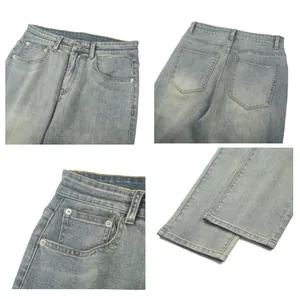 Detailansicht der hellblauen Vintage-Jeans mit Eco-Waschung und klassischen Nähten