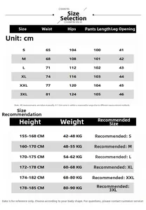 Size chart for unisex straight-leg sweatpants showing S to 3XL with height recommendations