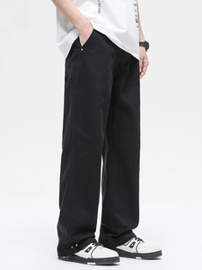 Men's minimalist white cotton loose straight leg jeans with a premium wide cut and sleek fit