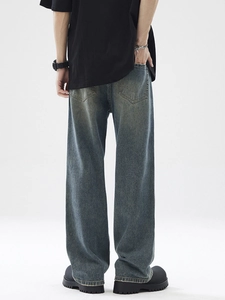 Jean évasé bleu vintage coupe décontractée pour hommes et femmes au style rétro cleanfit