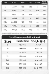Size chart for summer linen casual pants showing S-4XL waist, hip, and length measurements