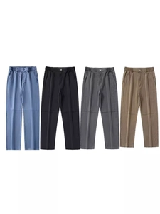 Mens thick fleece lined straight leg trousers in blue, black, grey and khaki colors