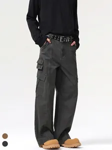 Herren Retro Cargo-Hose Mit Mehrfachtaschen Baumwolle Locker Gerade Bein Hose Casual High Street Workwear Streetwear Hose