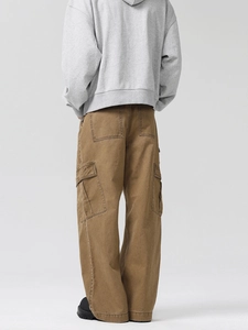 Retro amerikanische Baggy Cargo-Hose für Herren mit Multi-Pocket-Design und weitem Bein