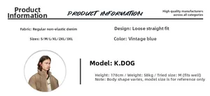 Detailed size chart for retro blue relaxed straight jeans featuring premium denim fabric
