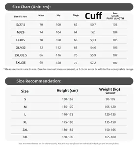 Detailed size chart for vintage cargo jeans with waist and hip measurements in centimeters