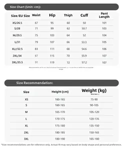 Size chart for washed loose flare jeans with detailed waist and hip measurements in cm