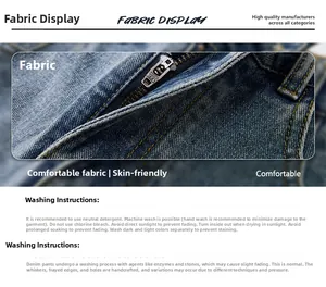Detail of blue denim fabric with contrast yellow stitching and high-quality YKK metal zipper