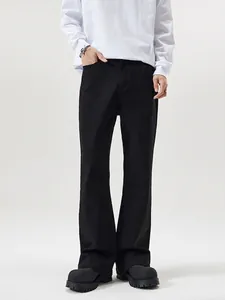 Men's Black Slim Fit Flare Jeans High Street Elastic Cotton Blend Washed Long Denim Pants Fashion Casual Trousers For Men
