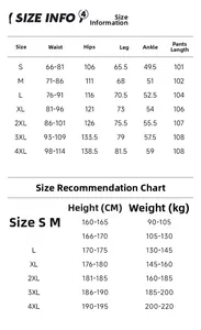 Detailed size chart for men pleated straight trousers with waist and length measurements