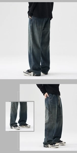 Dettagli dei jeans carpenter vintage con tasche cargo e coulisse in vita per uomo