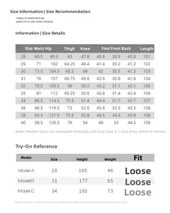 Tableau des tailles détaillé pour jeans droits homme montrant mesures de taille et hanches