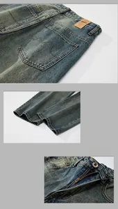 Détails d'un jean vintage avec ourlets renforcés et fermeture éclair en métal de qualité