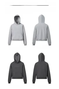 Detailed front and back views of gray and dark gray heavy cotton hoodies in cleanfit style