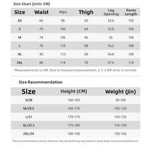 Guide des tailles détaillé pour jeans rétro délavés avec mesures allant de XS à 2XL