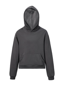 Cleanfit charcoal grey hooded sweatshirt with kangaroo pocket and dropped shoulders