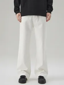 Men's American High Street Flared Denim Jeans Vintage Black White Stretch Wide Leg Casual Long Pants For Teenagers