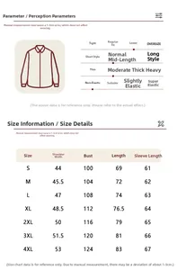 Detailed size chart for men cotton long sleeve shirt showing S to 4XL measurements
