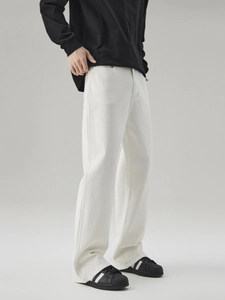 Men's stylish white wide-leg denim jeans in a minimalist City Boy straight cut style