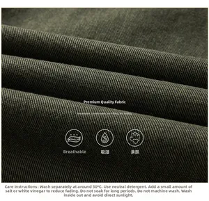 Detail of breathable dark olive twill fabric with moisture-wicking and skin-friendly texture