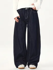 Men's Retro Indigo Wide Leg Denim Jeans With Contrast Stitching Loose Straight Workwear Streetwear Baggy Jeans Pants