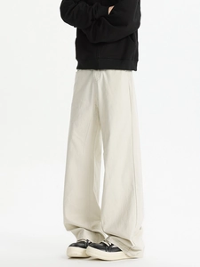 Cleanfit off-white wide-leg straight pants styled with black hoodie and sneakers
