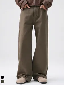 Men's Vintage Wide Leg Straight Jeans 100% Cotton Loose Fit Casual Denim Trousers For Men Fashion Workwear Style Pants