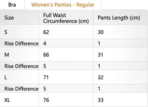 Detaillierte Größentabelle für Damen-Bikini-Zweiteiler mit Taille und Gesamtlänge