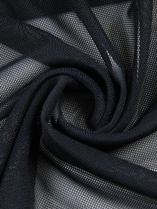 Macro detail of the sheer black mesh fabric with breathable fine honeycomb structure