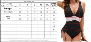 Tableau des tailles pour maillot de bain une pièce col en V avec cordons latéraux