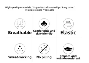 Detail icons showing breathable, stretchy, and skin-friendly features of the bikini set fabric