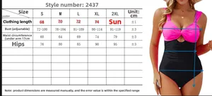 Size chart for cutout one-piece swimsuit with bust twist and bow detail in CM