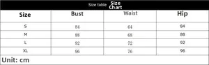 Detailed size chart for strapless bikini including bust, waist and hip measurements in cm