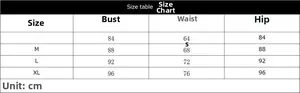 Detailed size chart for gradient bikini set including bust, waist and hip measurements