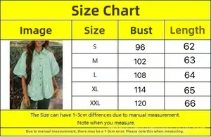 Guide des tailles pour chemise à rayures femme avec mesures de poitrine et longueur