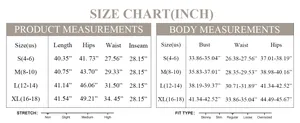 Detailed size guide table in inches for women high waist wide leg trousers S to XL