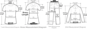 Detailed size guide chart showing measurement points for vest tops and casual shorts sets