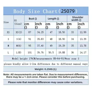 Tableau des tailles détaillé pour gilet en jean col V femme avec mesures US en cm