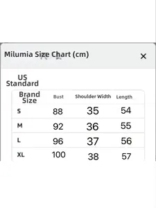 Tableau des tailles détaillé pour gilet en jean femme avec mesures buste et longueur