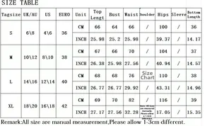 Detailed size chart for striped sleeveless top and shorts set with UK, US, and EU measurements