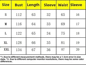 Detailed size chart for women striped summer set including S-XXL measurements in cm