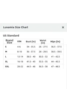 Size chart for women's denim jacket with USA standard measurements for S, 4-6