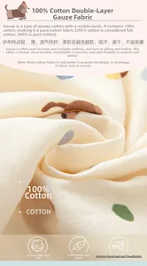 Detailed macro view of 100% breathable cotton gauze fabric with cute puppy prints