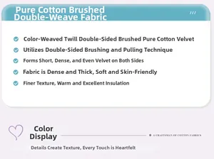 Detailed specs of double-sided brushed cotton fabric with twill weave for warm clothing
