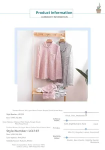 Detail view of cotton quilted plaid pajama set texture and fabric composition details