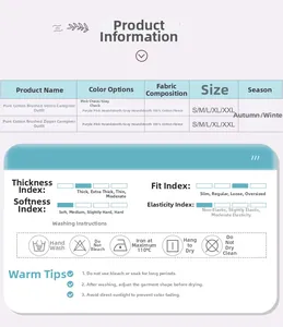 Detailed size chart and material specifications for 100% cotton flannel patient care clothing