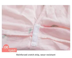 Detail view of the breathable double-layer cotton gauze crotch area with reinforced white tape