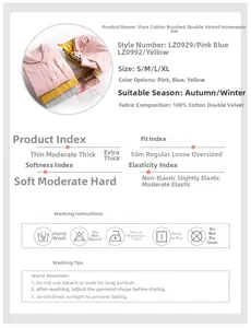 Detaillierte Größentabelle und Materialangaben für Baumwoll-Flanell-Pyjama-Sets